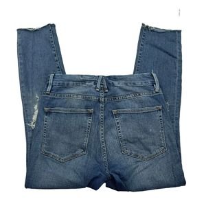 Good American Jeans Tapered Leg Blue Denim High Waisted Cotton Crop 2 Waist 26